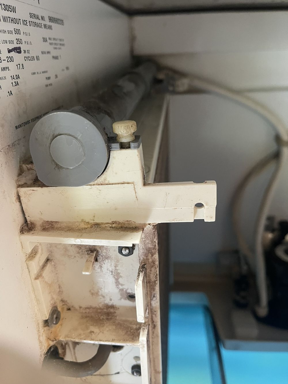 Interior of a dirty ice machine